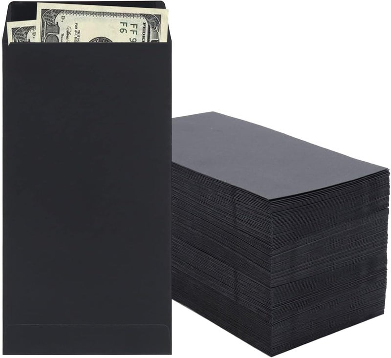 Keketer 100 Pack Cash Envelopes 6.7x3.5 Fit for Envelope Money Saving Challenge, 120 GSM Thick Money Envelopes for Cash Saving, Budgeting, Check, Coin, Tickets, small items & collectables Black - Image 1